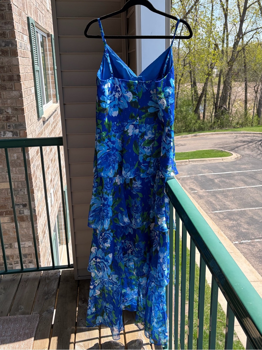 🆕🫐🌿Eliza J Blue Floral Tiered Maxi Dress Size 12 Chiffon Evening Wedding Guest - Picture 4 of 17